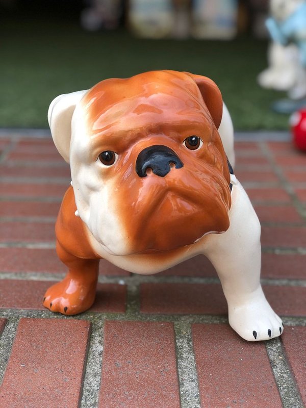 Englische Bulldogge Keramik Figur Braun