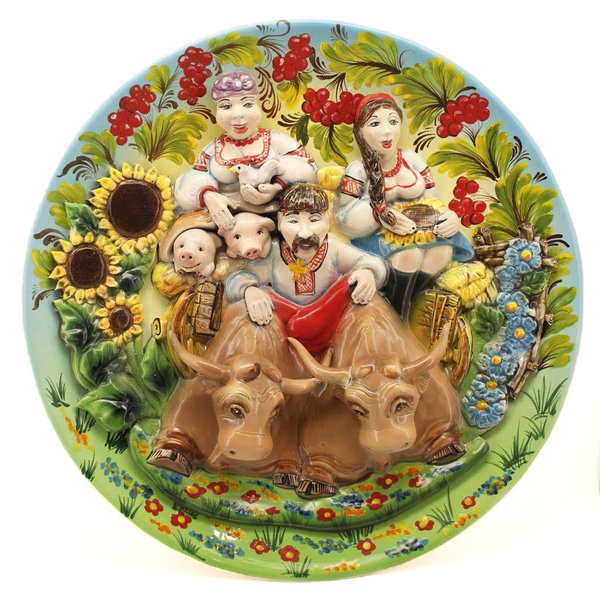 Keramik Teller Familienfoto