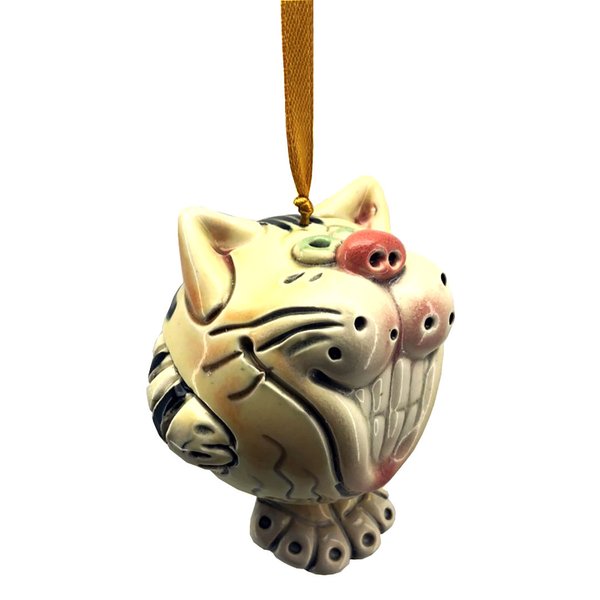 Glocke aus Keramik "Katze mit Zähnen" rot 8x9 cm