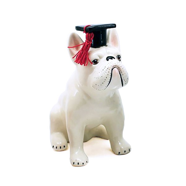 Keramik Figur "Französische Bulldogge/Professor"