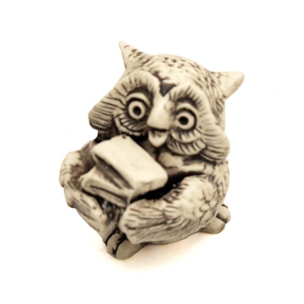 Keramik Figur  "Kleine Eule mit Büchern" 4x5 cm Ton, Keramik SS-26