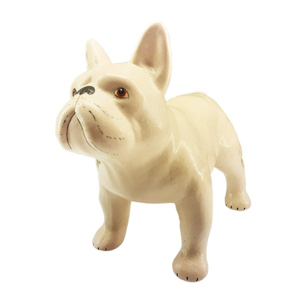 Figur "Französische Bulldogge" stehend beige 16 * 15 cm Ton, Keramik