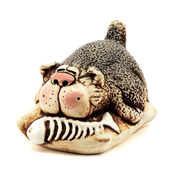 Figur "Katze auf einem Kissen" 7 * 10 cm Ton, Keramik SKO-3