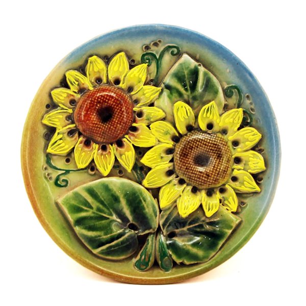 Deko Wandteller "Sonnenblumen" 15 cm Ton, Keramik