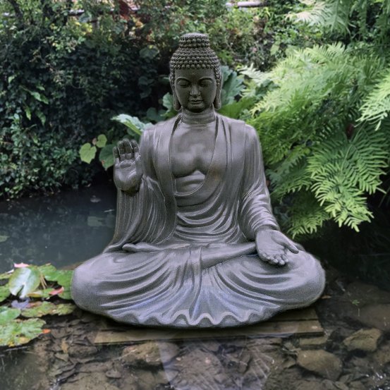 Sitzende Buddha in der Gewährungsgeste/Beton/wetterfest